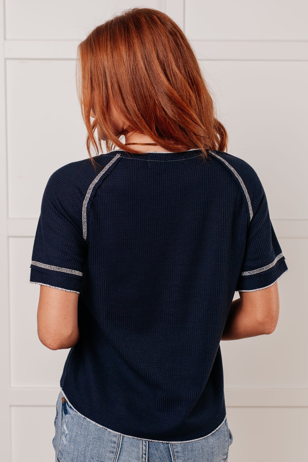 Heartbreaker Waffle Knit Tee in Blue - 1985 the VAULT Boutique