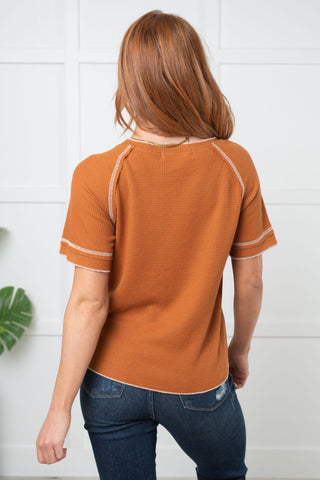 Heartbreaker Waffle Knit Tee in Chestnut - 1985 the VAULT Boutique