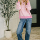 Here for Now Color Block Hoodie in Pink