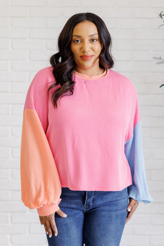 Hit Me With Your Best Shot Colorblock Top in Bright Pink - 1985 the VAULT Boutique