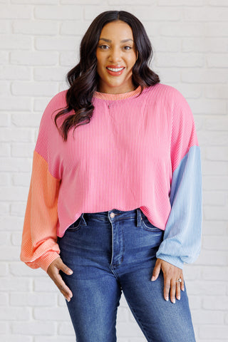 Hit Me With Your Best Shot Colorblock Top in Bright Pink - 1985 the VAULT Boutique