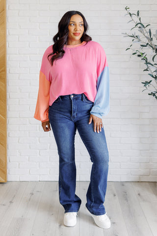 Hit Me With Your Best Shot Colorblock Top in Bright Pink - 1985 the VAULT Boutique