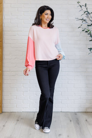 Hit Me With Your Best Shot Colorblock Top in Light Pink - 1985 the VAULT Boutique