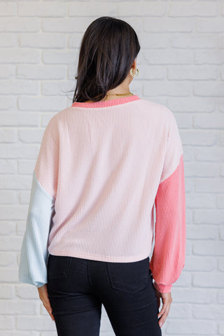 Hit Me With Your Best Shot Colorblock Top in Light Pink - 1985 the VAULT Boutique