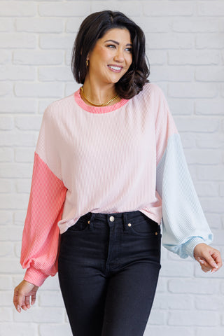 Hit Me With Your Best Shot Colorblock Top in Light Pink - 1985 the VAULT Boutique