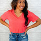 I Don't Have to Choose V-Neck Tee in Hot Coral