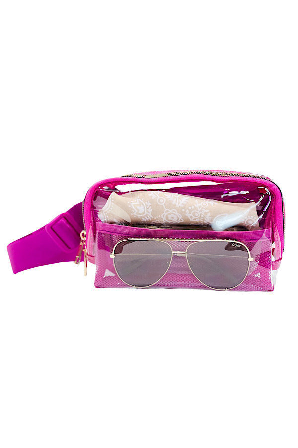 Hot Pink Clear Adjustable Belt Bag - 1985 the VAULT Boutique