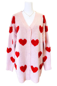 Prr-Order: ETA 12/18 - Long Light Pink Heart Cardigan - 1985 the VAULT Boutique