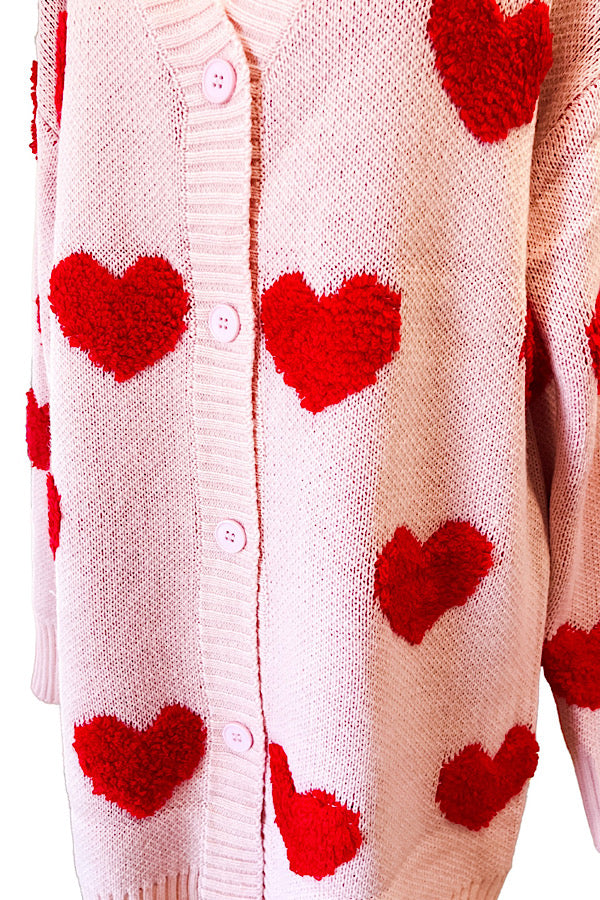 Prr-Order: ETA 12/18 - Long Light Pink Heart Cardigan - 1985 the VAULT Boutique