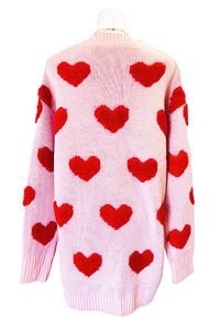 Prr-Order: ETA 12/18 - Long Light Pink Heart Cardigan - 1985 the VAULT Boutique