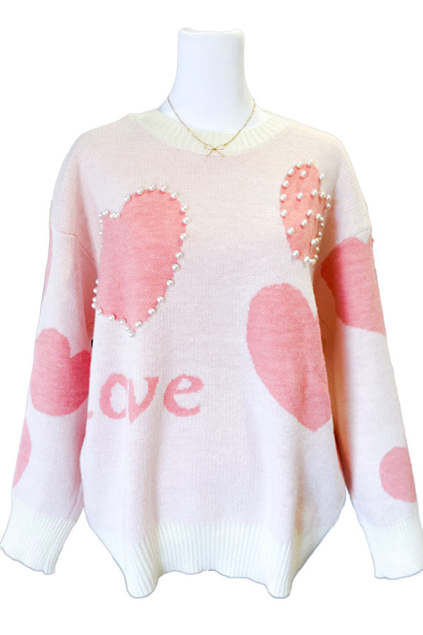 Pre-Order: ETA 12/30 - Love Pearl Heart Sweater - 1985 the VAULT Boutique