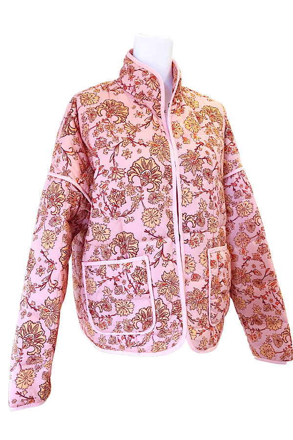 Pre-Order: ETA 1/31 - Pink Floral Lightweight Quilted Jacket - 1985 the VAULT Boutique