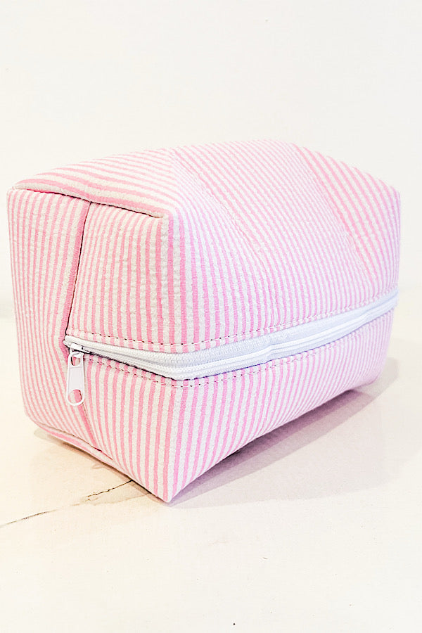 Pink Seersucker Makeup Bag - 1985 the VAULT Boutique