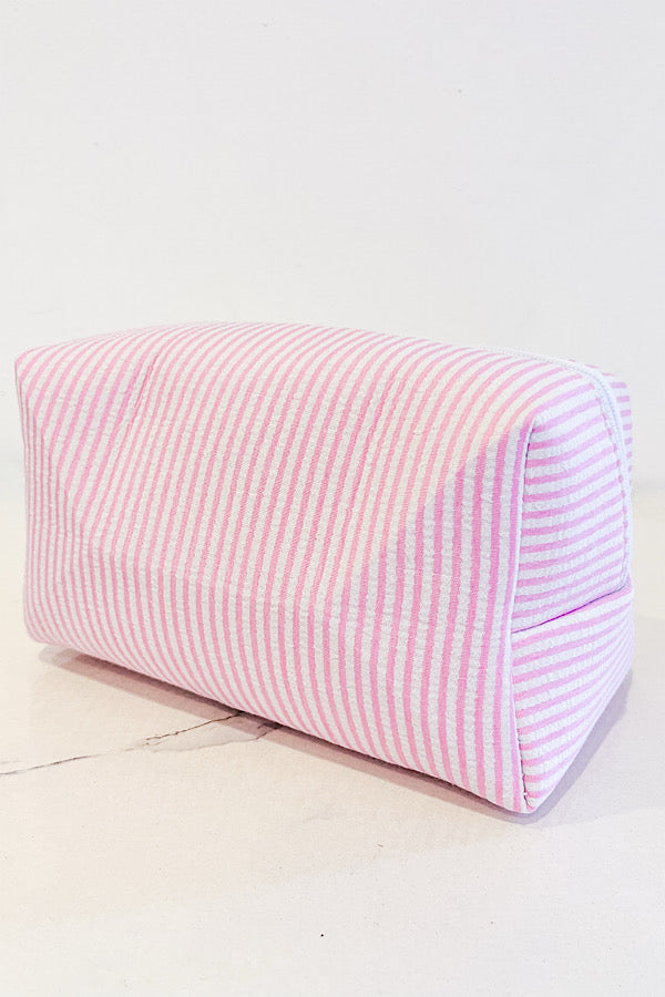 Pink Seersucker Makeup Bag - 1985 the VAULT Boutique