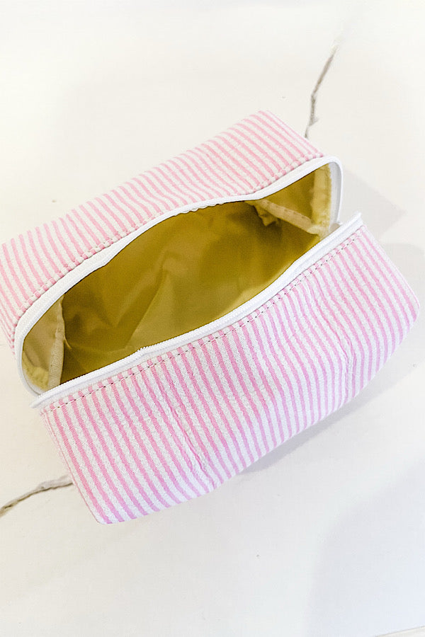 Pink Seersucker Makeup Bag - 1985 the VAULT Boutique