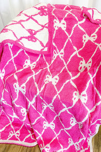 Pink and White Bow Luxury Blanket - 1985 the VAULT Boutique