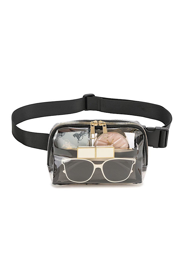 Black Clear Adjustable Belt Bag - 1985 the VAULT Boutique