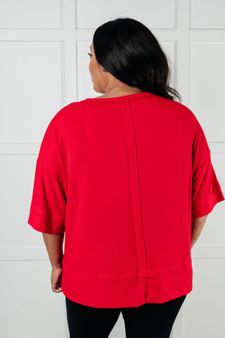 I'll Never Forget Ribbed Dolman Sleeve Top in Red - 1985 the VAULT Boutique