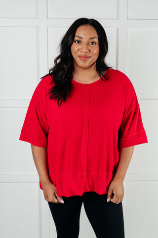 I'll Never Forget Ribbed Dolman Sleeve Top in Red - 1985 the VAULT Boutique