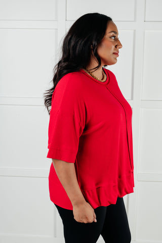 I'll Never Forget Ribbed Dolman Sleeve Top in Red - 1985 the VAULT Boutique