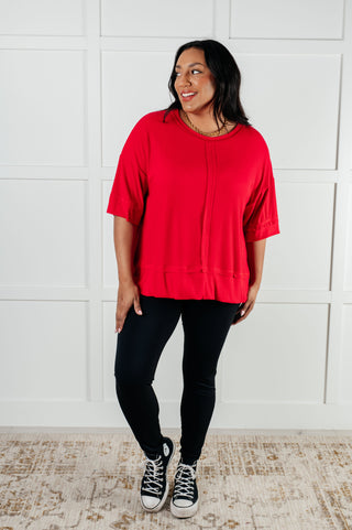 I'll Never Forget Ribbed Dolman Sleeve Top in Red - 1985 the VAULT Boutique