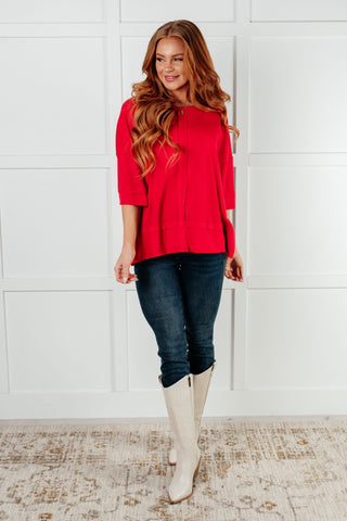 I'll Never Forget Ribbed Dolman Sleeve Top in Red - 1985 the VAULT Boutique