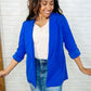 I'm Really That Gal Open Front Blazer in Royal Blue