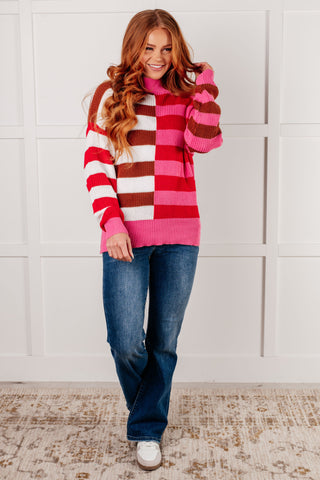 In Your Lane Color Blocked Stripe Sweater - 1985 the VAULT Boutique