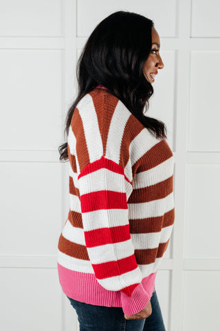 In Your Lane Color Blocked Stripe Sweater - 1985 the VAULT Boutique