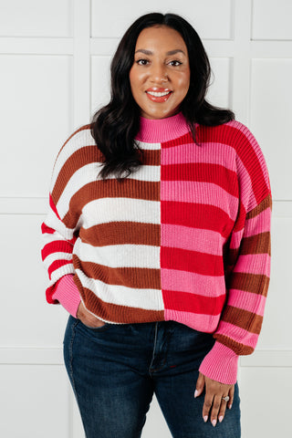 In Your Lane Color Blocked Stripe Sweater - 1985 the VAULT Boutique