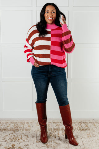 In Your Lane Color Blocked Stripe Sweater - 1985 the VAULT Boutique