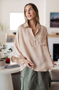 In Your Thoughts Oversized Dolman Sleeve Top in Champagne - 1985 the VAULT Boutique