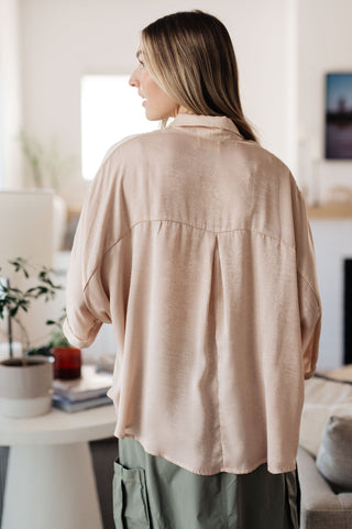 In Your Thoughts Oversized Dolman Sleeve Top in Champagne - 1985 the VAULT Boutique