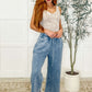 In or Out Wide Leg Cropped Pants Blue Grey