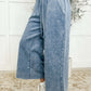 In or Out Wide Leg Cropped Pants Blue Grey