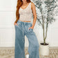 In or Out Wide Leg Cropped Pants Dusty Blue
