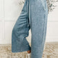 In or Out Wide Leg Cropped Pants Dusty Blue