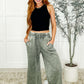 In or Out Wide Leg Cropped Pants Lt Olive