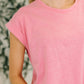 It Starts Here Basic Rolled Sleeve Tee in H Fuchsia