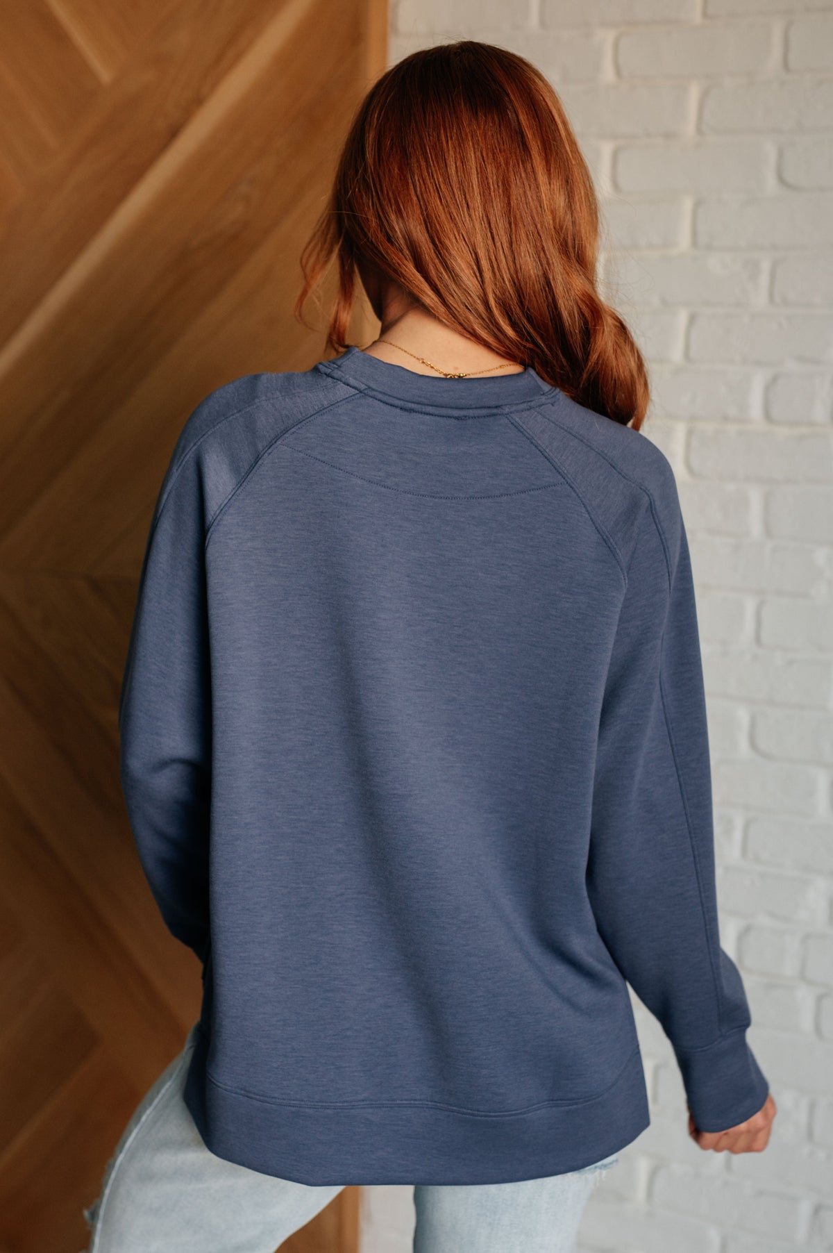 It's The Little Things Relaxed Scuba Pullover in Blue Indigo - 1985 the VAULT Boutique