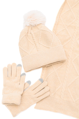 Jane Frost Beanie, Glove, and Scarf Set in Beige - 1985 the VAULT Boutique