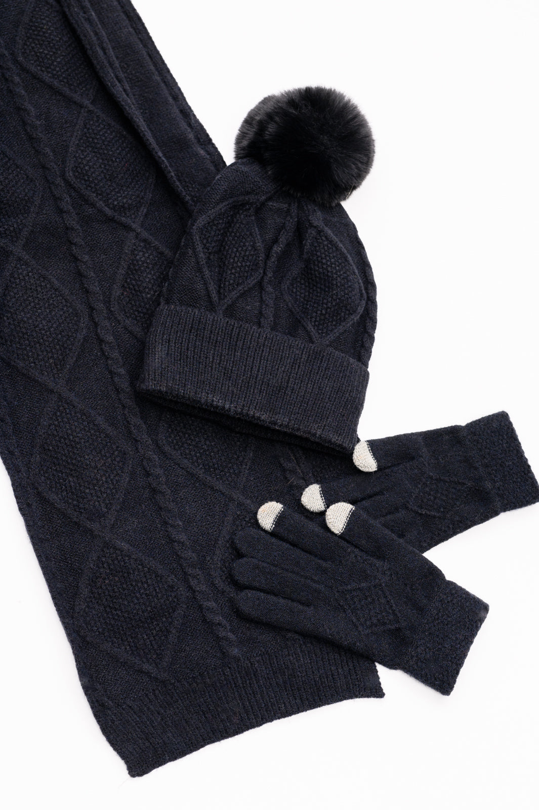 Jane Frost Beanie, Glove, and Scarf Set In Black - 1985 the VAULT Boutique