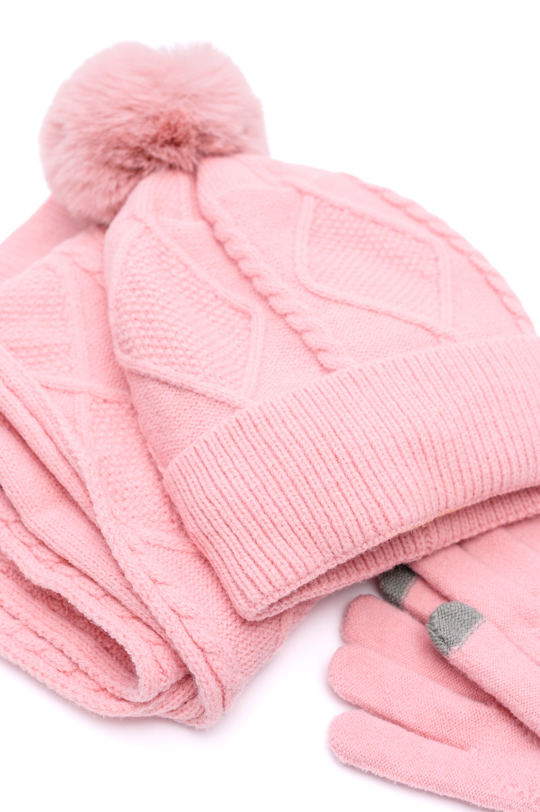 Jane Frost Beanie, Glove, and Scarf Set in Pink - 1985 the VAULT Boutique