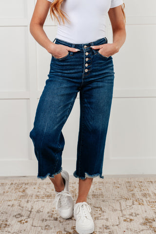 Janice High Rise Button Fly Wide Leg Crop Jeans - 1985 the VAULT Boutique