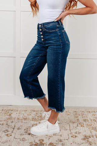 Janice High Rise Button Fly Wide Leg Crop Jeans - 1985 the VAULT Boutique