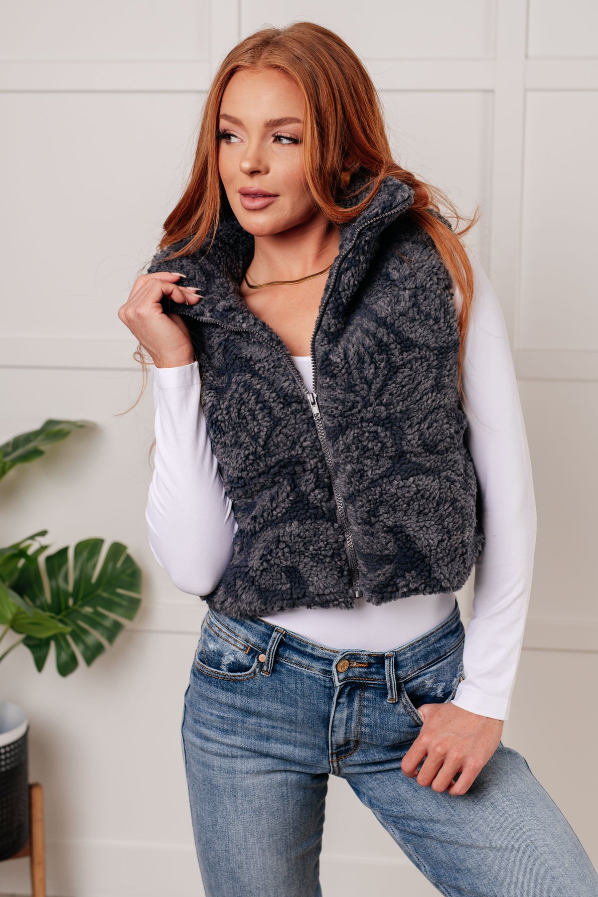 Just One More Layer Paisley Sherpa Print Vest - 1985 the VAULT Boutique