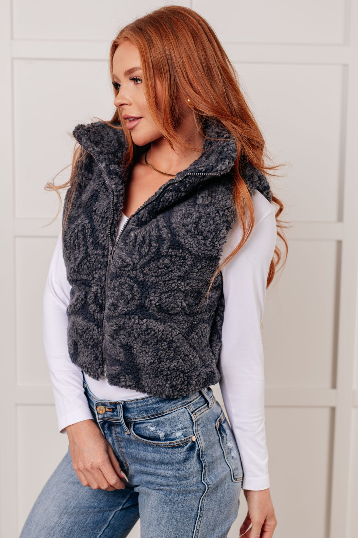 Just One More Layer Paisley Sherpa Print Vest - 1985 the VAULT Boutique