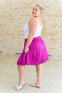 Just a Flirt Pleated Skirt in Magenta - 1985 the VAULT Boutique