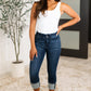 Karen High Rise Double Waist Band Capri Jeans