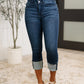Karen High Rise Double Waist Band Capri Jeans